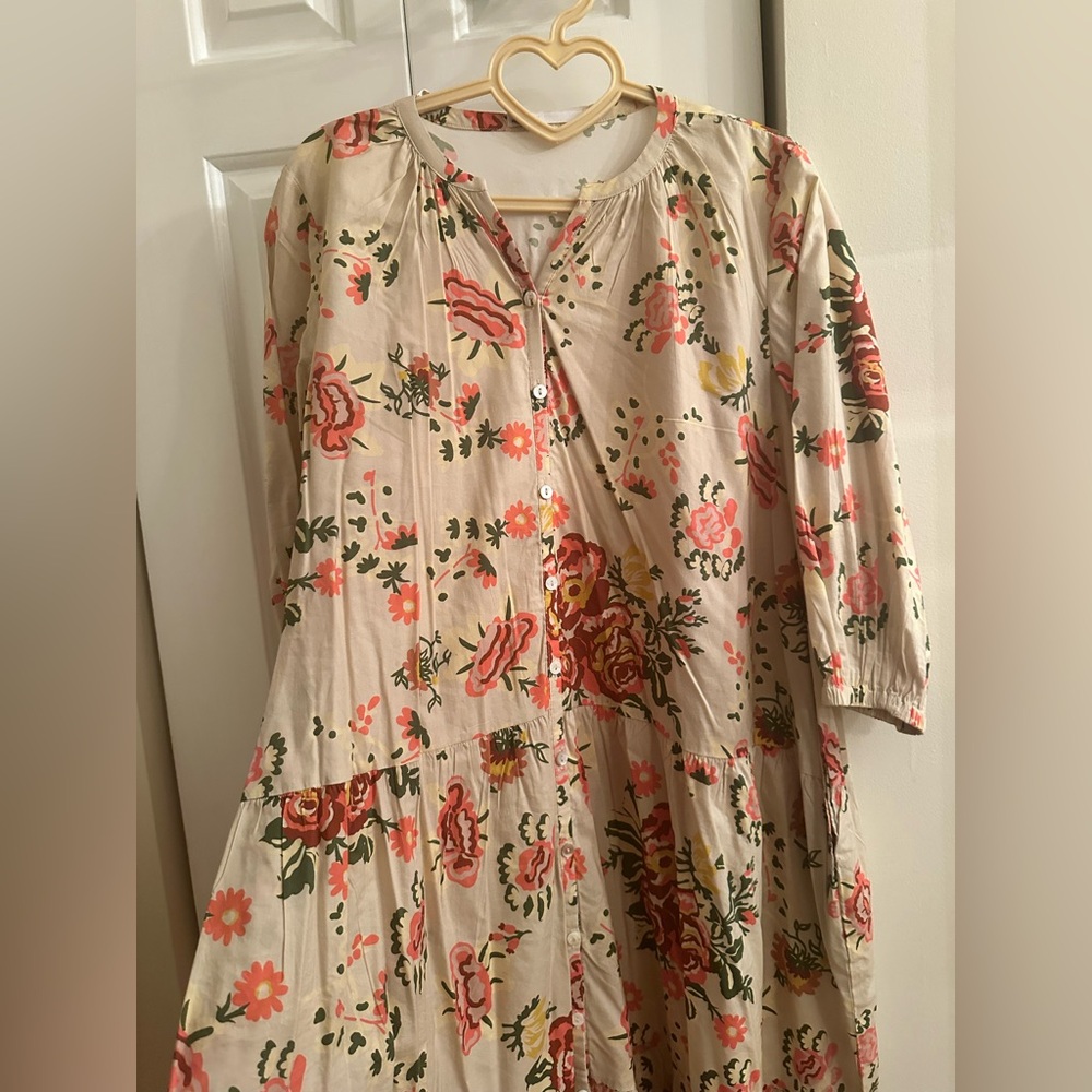 NWOT Khaadi Floral Tiered Cotton-Blend Maxi Dress. Size S can fit up to a M. - Picture 9 of 9